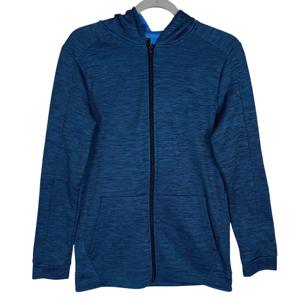 Champion Sweatshirt Men XL 16-18 Blue Fleece Lined Raglan Sleeve Full Zip Hood